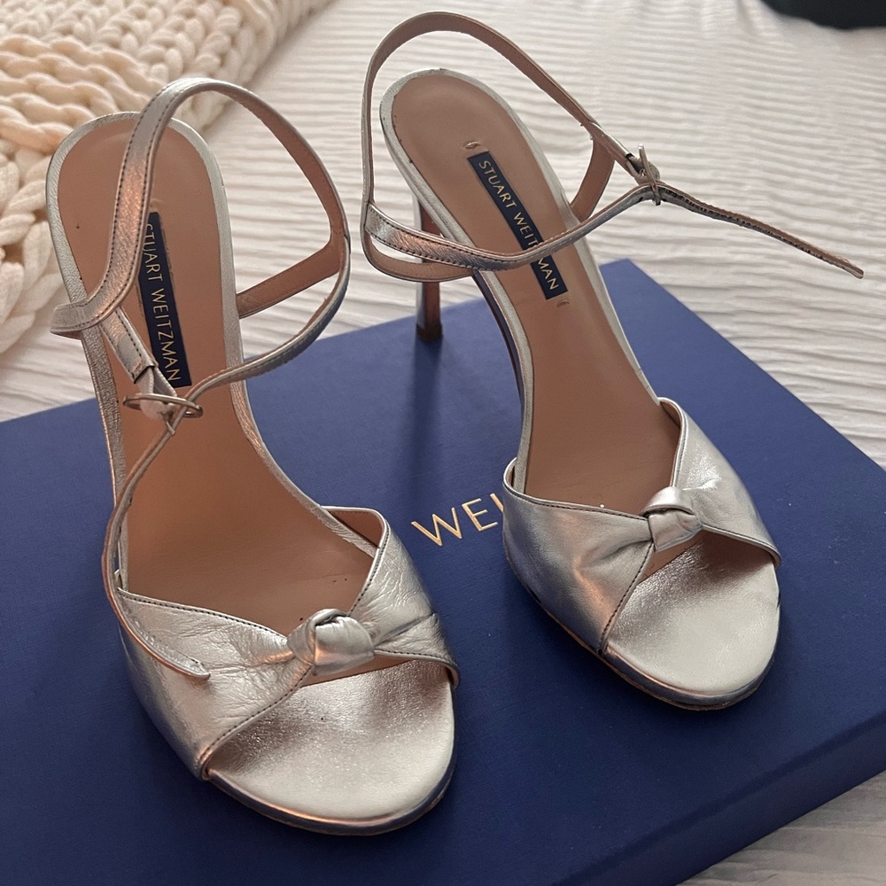Gloria Metallic Leather Stiletto Sandals - Picture 7 of 10